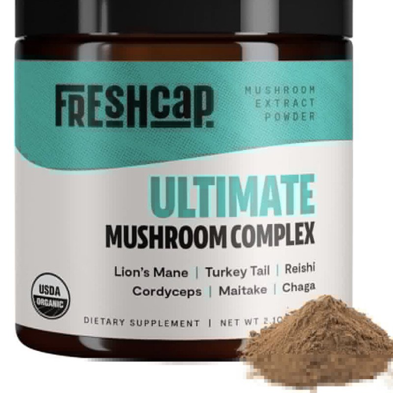 FreshCap Ultimate Mushroom Complex Powder - Lions Mane, Reishi, Cordyceps, Chaga, Turkey Tail, Maitake Supplements