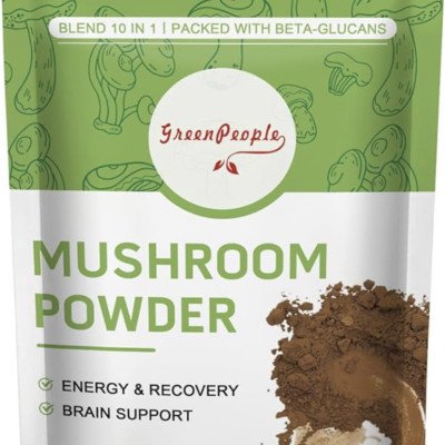 GREENPEOPLE Mushroom Powder - Mushrooms Supplement Blend for Coffee & Smoothies